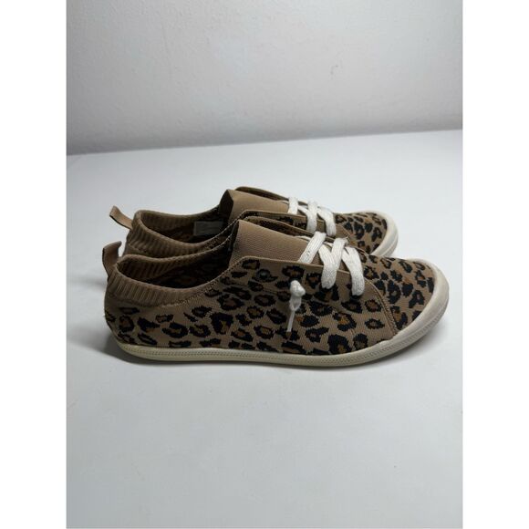 Torrid Stretch Knit Ruched Sneaker (WW) Size 10 Lace up Leopard Print - Picture 1 of 14